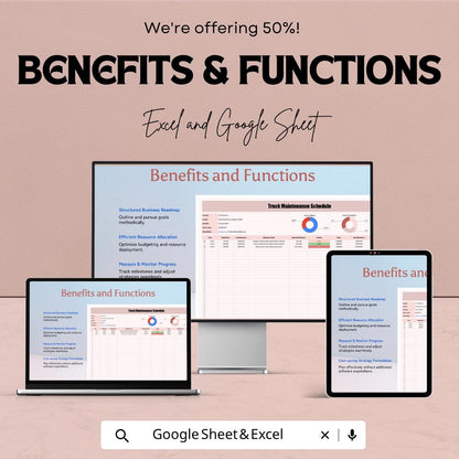 Truck Maintenance Schedule Template | Fleet Maintenance Tracker Google Sheets | Vehicle Service Log | Truck Maintenance Log Planner