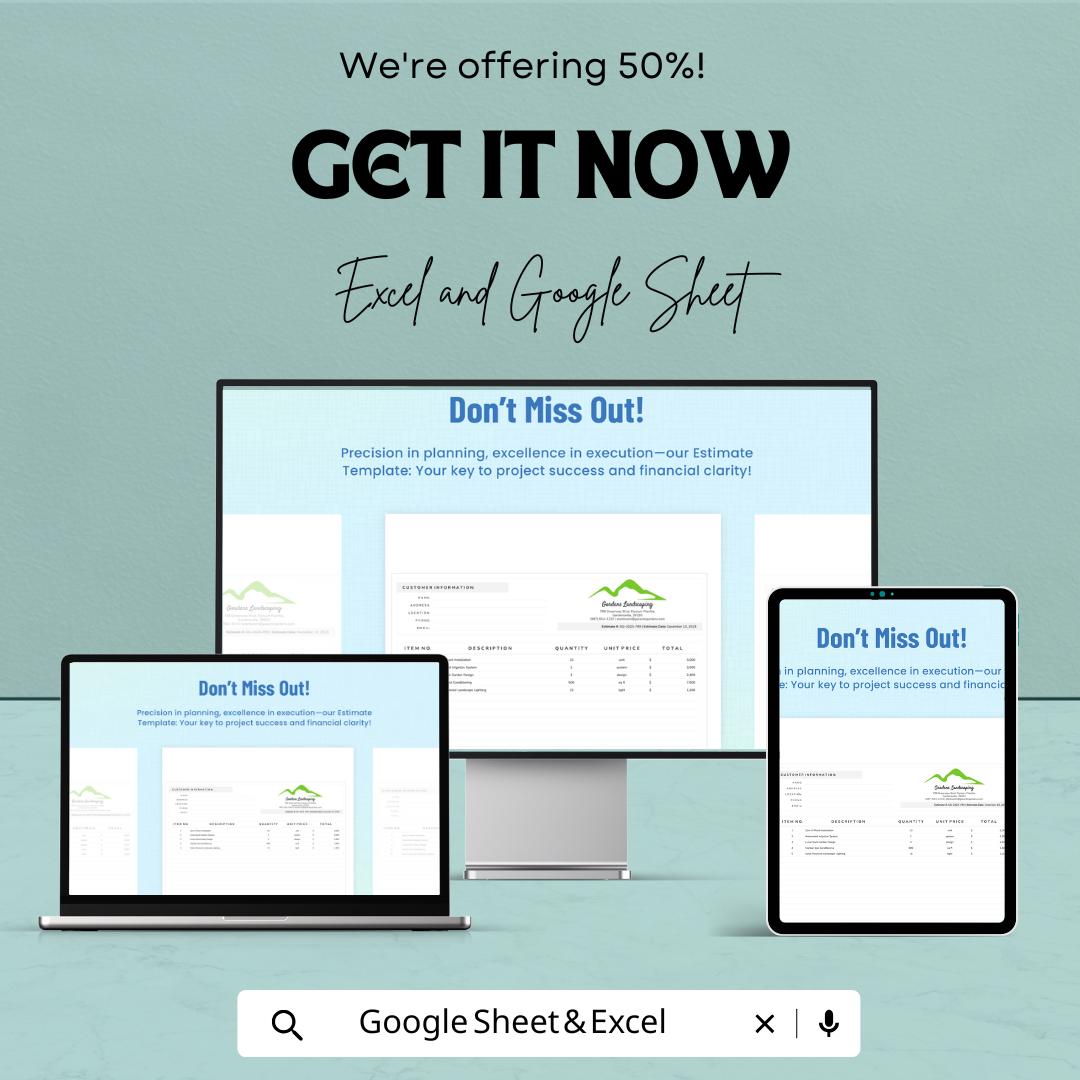 Estimate Sheet Template for Excel & Google Sheets | Cost Estimation and Budgeting Tool