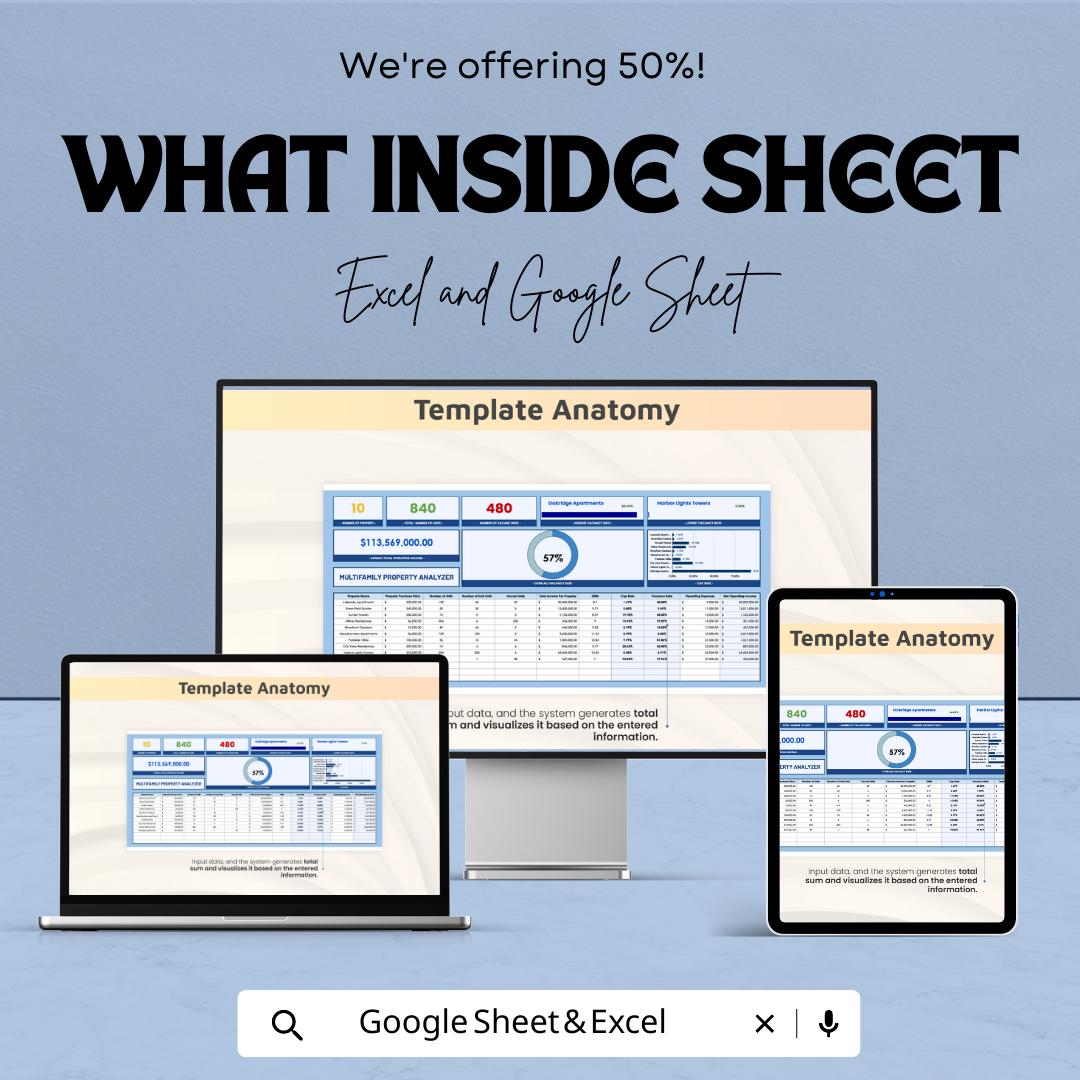 Multifamily Property Analyzer Template | Excel & Google Sheets | Real Estate Investment Calculator | Rental Property Analysis