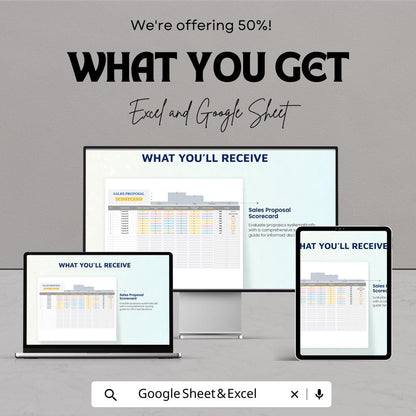 Sales Proposal Scorecard Template | Excel & Google Sheets | Proposal Evaluation Form | Sales Tracker | Weighted Scoring Sheet