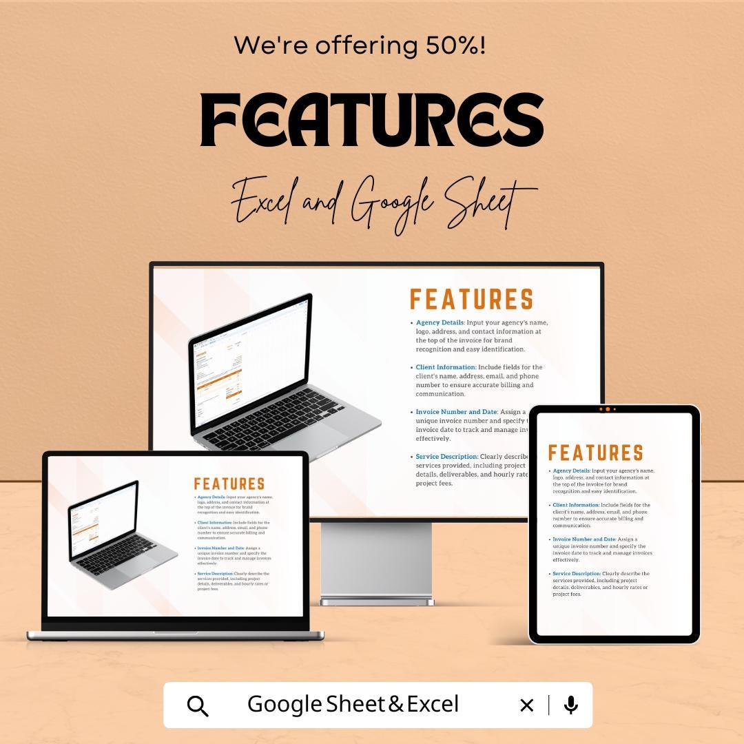 Sample Agency Invoice Template – Editable Excel & Google Sheet | Professional Invoicing for Agencies | Instant Download