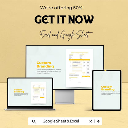 Event Photography Quotation Sheet | Excel & Google Sheets Template | Photography Service Quote | Professional Event Photography Estimate |