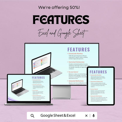 Sales Collateral Design Approval Workflow Template | Marketing Approval Process Tracker | Excel & Google Sheets Project Management