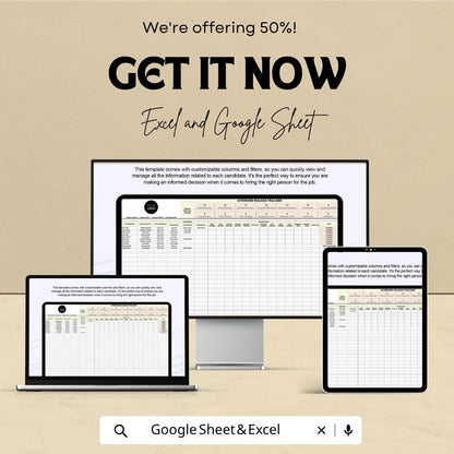 Interview Rounds Tracker Template | Recruitment Pipeline Tracker | Hiring Process Sheet | Candidate Tracking Tool | HR Hiring Dashboard