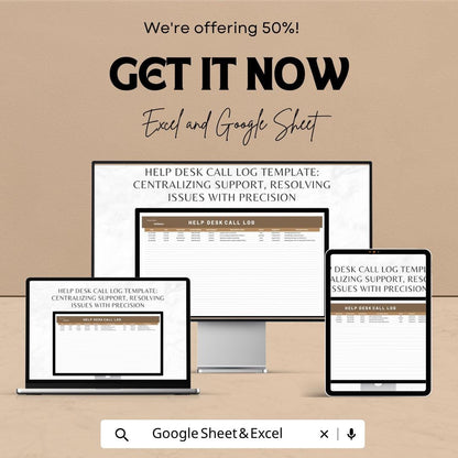 Help Desk Call Log Template Excel | IT Support Log Sheet | Customer Service Tracker | Call Tracking Spreadsheet | Google Sheets Log