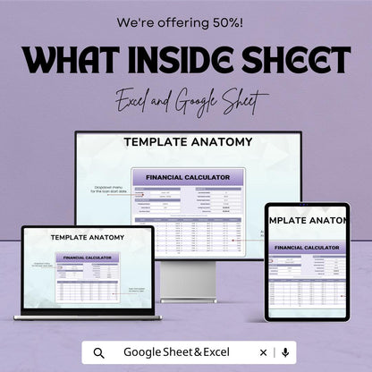 Financial Calculator Template | Loan Payment Spreadsheet | Interest Calculator Sheet | Loan Amortization Tracker | Finance Planner Tool