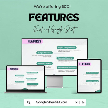 Research and Development Budget Sheet Template | Excel & Google Sheets | RD Financial Planning Template | Track Expenses