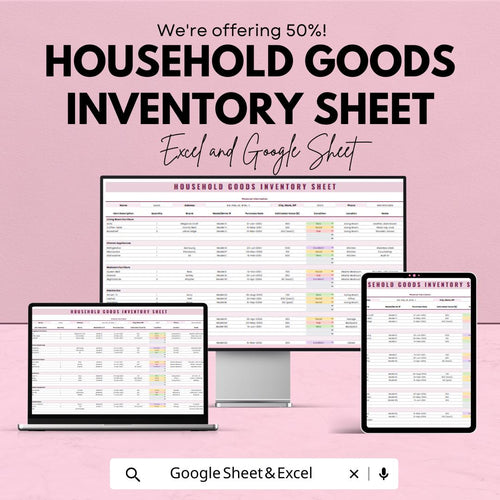 Household Goods Inventory Sheet - Track Your Belongings for Asset Protection, Disaster Preparedness, and Insurance Purposes - Google Sheet