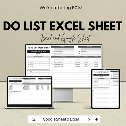 To Do List Excel Sheet | Task Management & Productivity Planner | Google Sheet Template for Organizing Tasks