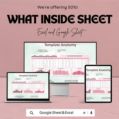Hotel Revenue Management Template Excel, Hotel Revenue Tracker, Hospitality Financial Dashboard, Occupancy Rate Spreadsheet