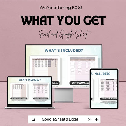 Employee Tracker Template Excel Google Sheets, HR Employee Management Spreadsheet, Workforce Tracker Dashboard, Staff Record Tracker