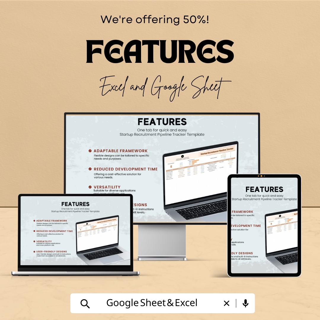 Startup Recruitment Pipeline Tracker | Hiring Process Spreadsheet | Applicant Tracking | Excel & Google Sheets