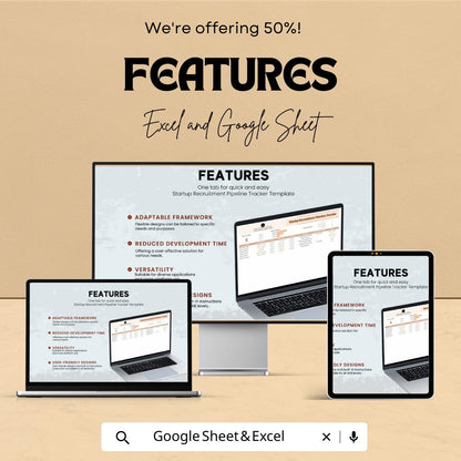 Startup Recruitment Pipeline Tracker | Hiring Process Spreadsheet | Applicant Tracking | Excel & Google Sheets