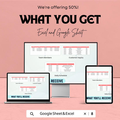Daily Method Operation Template, Daily Operations Planner, Task and Schedule Tracker, Team Workflow Sheet, Excel & Google Sheets
