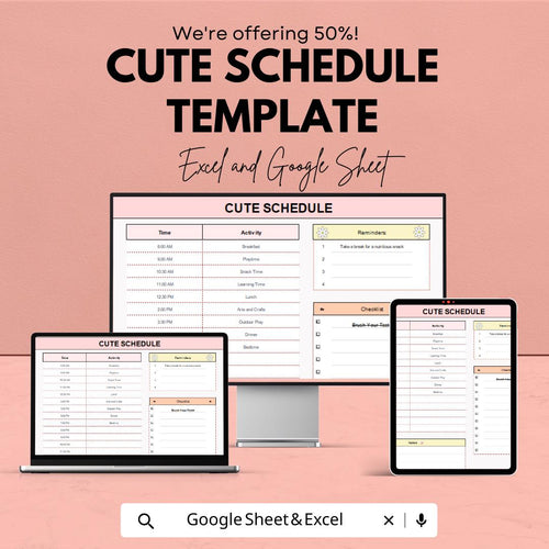 Cute Schedule Template | Time Blocking Schedule | Student Study Planner | Printable Daily Organizer