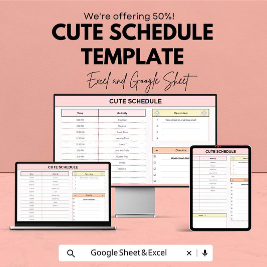 Cute Schedule Template | Time Blocking Schedule | Student Study Planner | Printable Daily Organizer
