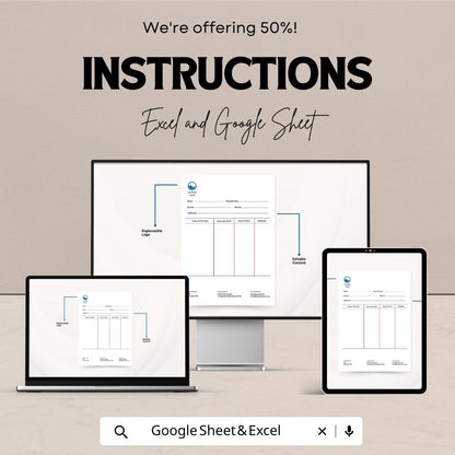 Laundry Receipt Sheet – Excel & Google Sheet Template | Customizable Receipt for Laundry Services | 50% Off
