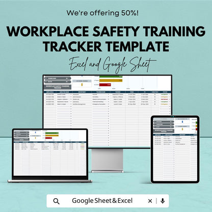 Workplace Safety Training Tracker | Excel & Google Sheets Template | Employee Training Log | Compliance Tracker | Safety Record Sheet