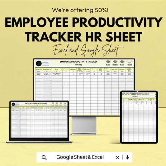 Employee Productivity Tracker HR Template - Excel & Google Sheets, Boost Team Efficiency, Performance Metrics, HR Management Tool