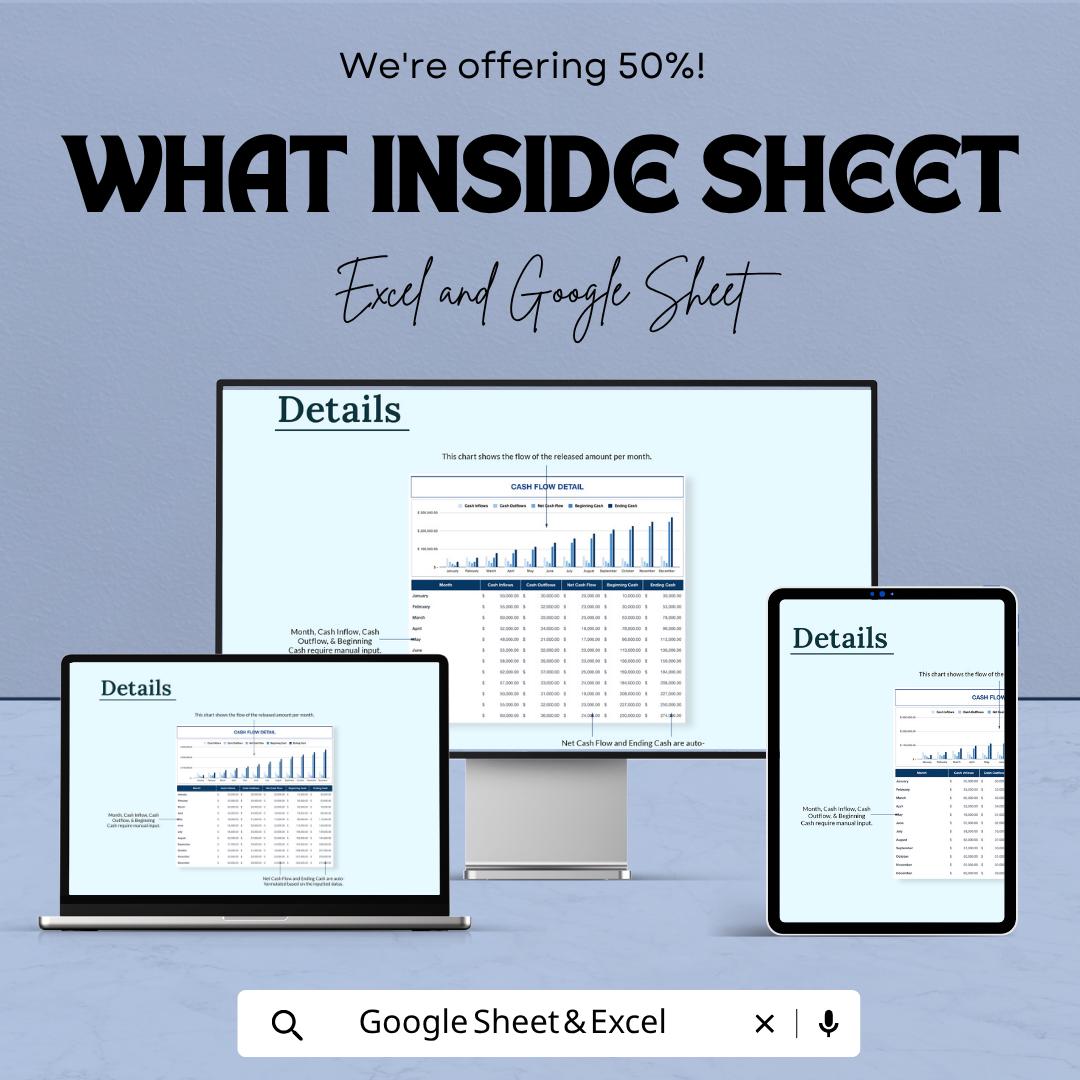 IT Financial Cash Flow Forecast Template | IT Cash Flow Spreadsheet | Technology Budget Planner | Excel & Google Sheets | Business Financial