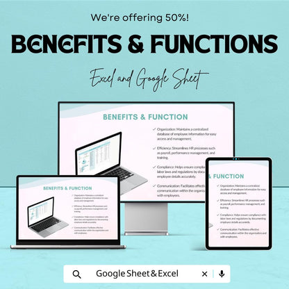 Employee List Template - Excel & Google Sheet, Employee Directory, Workforce Tracker, Customizable HR Tool