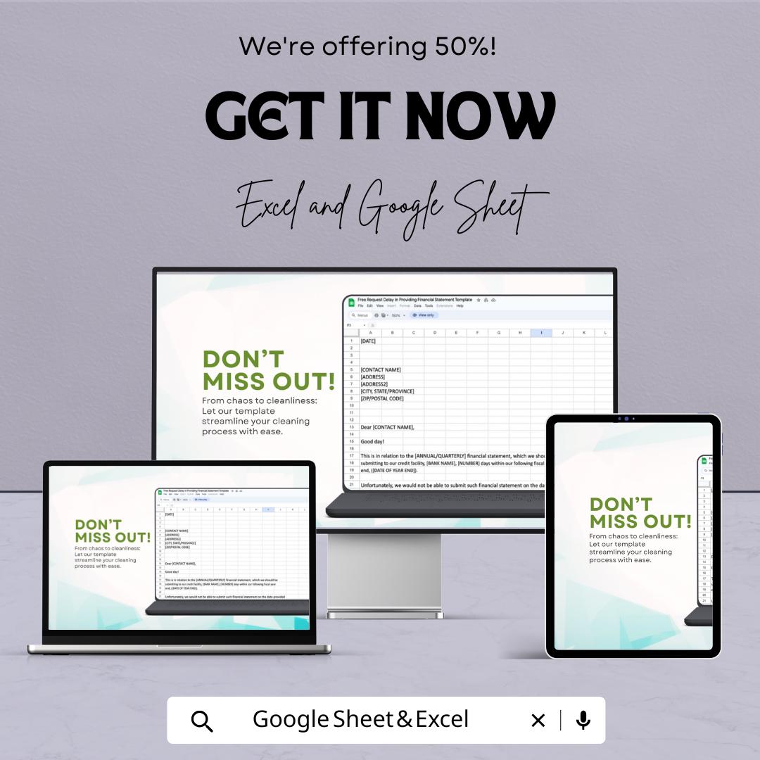 Request Delay in Providing Financial Statement Template | Editable Letter Format | Excel & Google Sheet Business Document