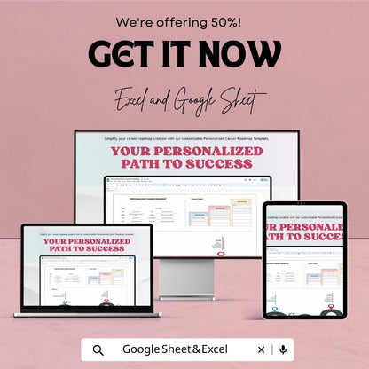 Personalized Career Roadmap Template | Career Planning Worksheet | Professional Goal Planner | Career Development Tracker