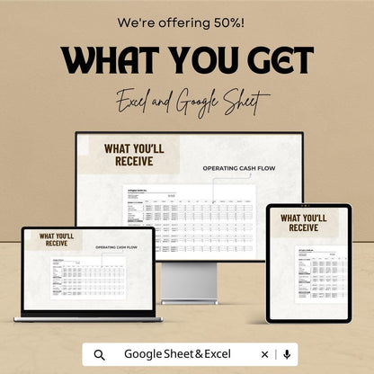 Operating Cash Flow Template , Business Cash Flow Statement, Expense and Revenue Tracker, Financial Planning , Cash Flow Analysis Tool