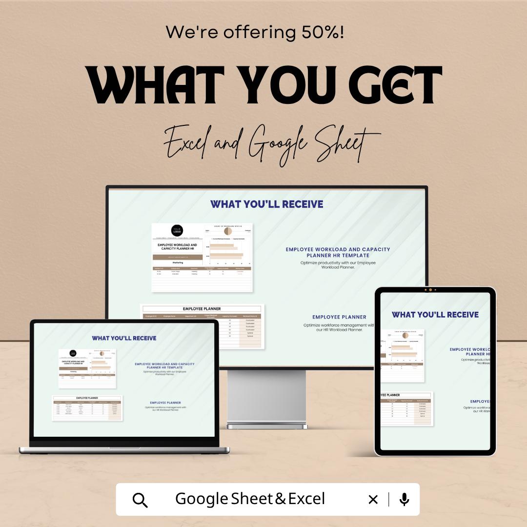 Employee Workload Planner Template | Capacity Planner | Workforce Planning Spreadsheet | Team Management Tool | Resource Planner