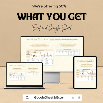 Revenue & Expense Template | Monthly Income Expense Tracker | Budget Dashboard | Excel and Google Sheets