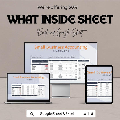 Small Business Accounting Template | Income Expense Tracker | Small Business Finance Spreadsheet