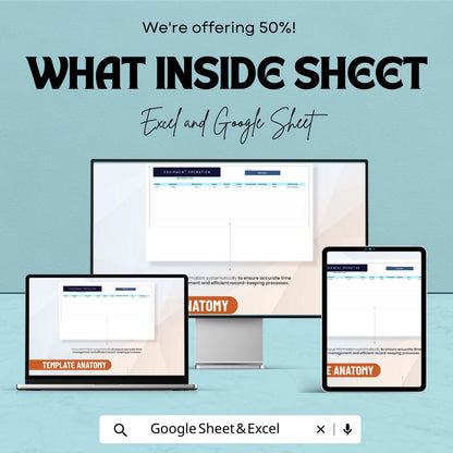 Equipment Operation Template, Equipment Maintenance Tracker, Asset Management Spreadsheet, Equipment Log, Excel & Google Sheets