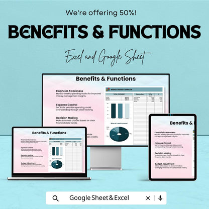 Weekly Budget Sheet | Editable Budget Planner Template | Google Sheet & Excel | Expense Tracker | Financial Planner | Money Tracker