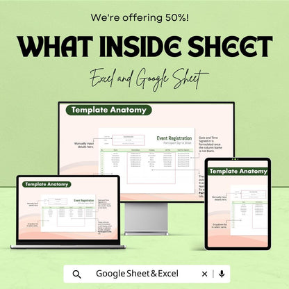 Event Registration Participant Sign-In Sheet | Excel & Google Sheets Template | Event Management Tool | Attendance Tracking |