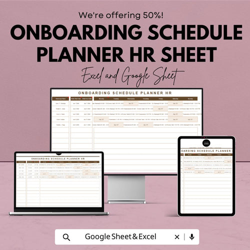 Onboarding Schedule Planner HR - Google Sheet Template - Employee Onboarding Tracker - New Hire Schedule - HR Template for Easy Onboarding