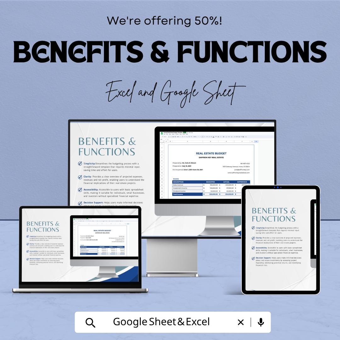 Sales Contract Variation Analysis Tool Template | Real Estate Budget Spreadsheet | Excel & Google Sheets | Financial Planning Template |