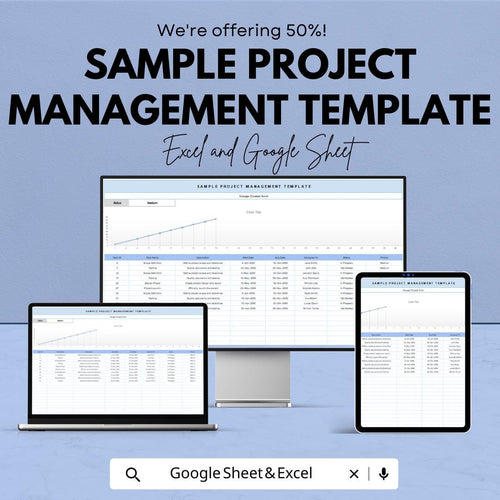 Sample Project Management Template | Project Planner Sheet | Task and Timeline Tracker | Excel & Google Sheets | Project Planning Tool