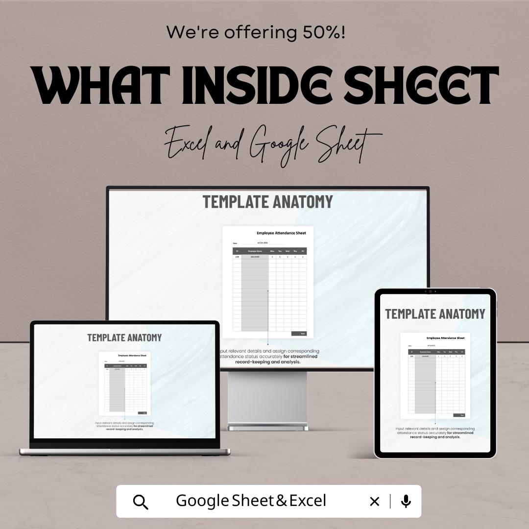 Employee Attendance Sheet Template | Staff Attendance Tracker | Daily & Monthly Attendance Log | Printable Attendance Record