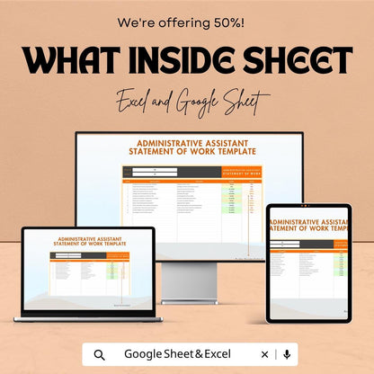 Administrative Assistant Statement of Work Template | SOW Template | Task Management Tracker | Admin Workflow Planner