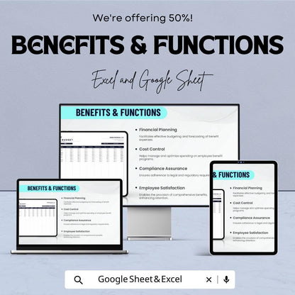 50% OFF - Employee Benefits Budget Sheet - Excel & Google Sheets | Manage Employee Benefits and Expenses | Benefits Tracking Template