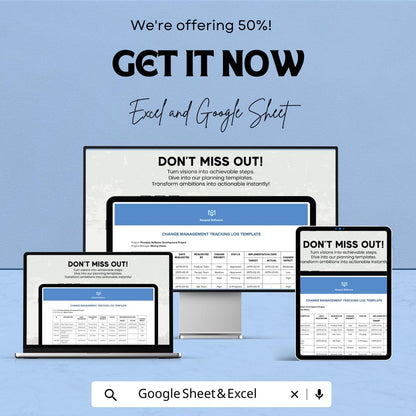 Change Management Log Template | Project Change Request & Milestone Tracker | Google Sheets and  Excel