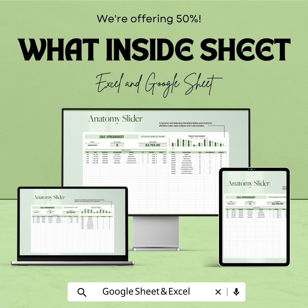 Sales Spreadsheet Template | Sales Tracker and Order Management Sheet | Excel & Google Sheets