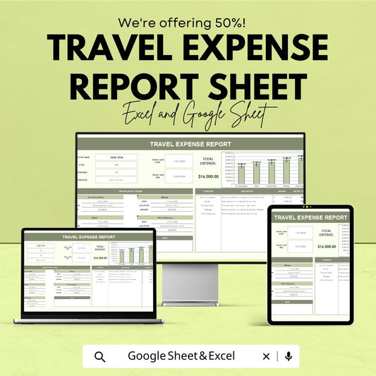 Travel Expense Report Sheet | Excel & Google Sheet | Business Travel Tracker | Expense Management | Travel Budget Template