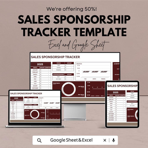 Sales Sponsorship Tracker Template | Excel and Google Sheets Sponsorship Management Dashboard | Revenue & Sales Tracker