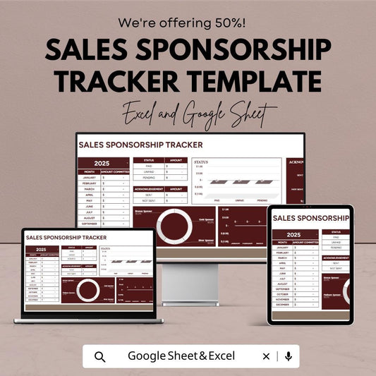 Sales Sponsorship Tracker Template | Excel and Google Sheets Sponsorship Management Dashboard | Revenue & Sales Tracker