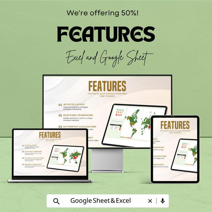 World Heat Map Template | Global Data Visualization Spreadsheet | Geographic Heat Map Dashboard | World Map Data Tracker