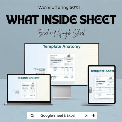 Rent Invoice Format Template | Google Sheet | Tenant Rent Bill | Printable Invoice Sheet | Rental Billing Statement | Instant Download