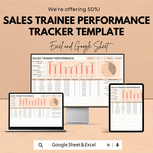 Sales Trainee Performance Tracker Template | Employee KPI Dashboard | Sales Training Progress Sheet |  Performance Tracker