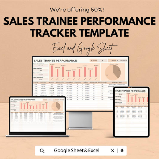 Sales Trainee Performance Tracker Template | Employee KPI Dashboard | Sales Training Progress Sheet |  Performance Tracker