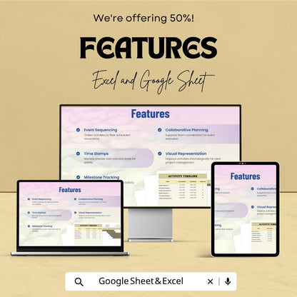 Activity Timeline Template | Project Timeline Spreadsheet | Excel & Google Sheets Planner | Event Planning Template | Gantt Chart Tracker |